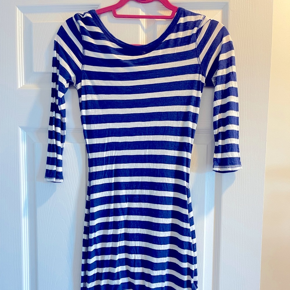 J Crew Blue & White Striped Tshirt Dress
